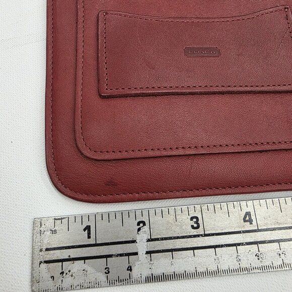 COACH VINTAGE RED LEATHER ORGANIZER TRAVEL BUSINESS TECH POUCH CADDY - Picture 6 of 10